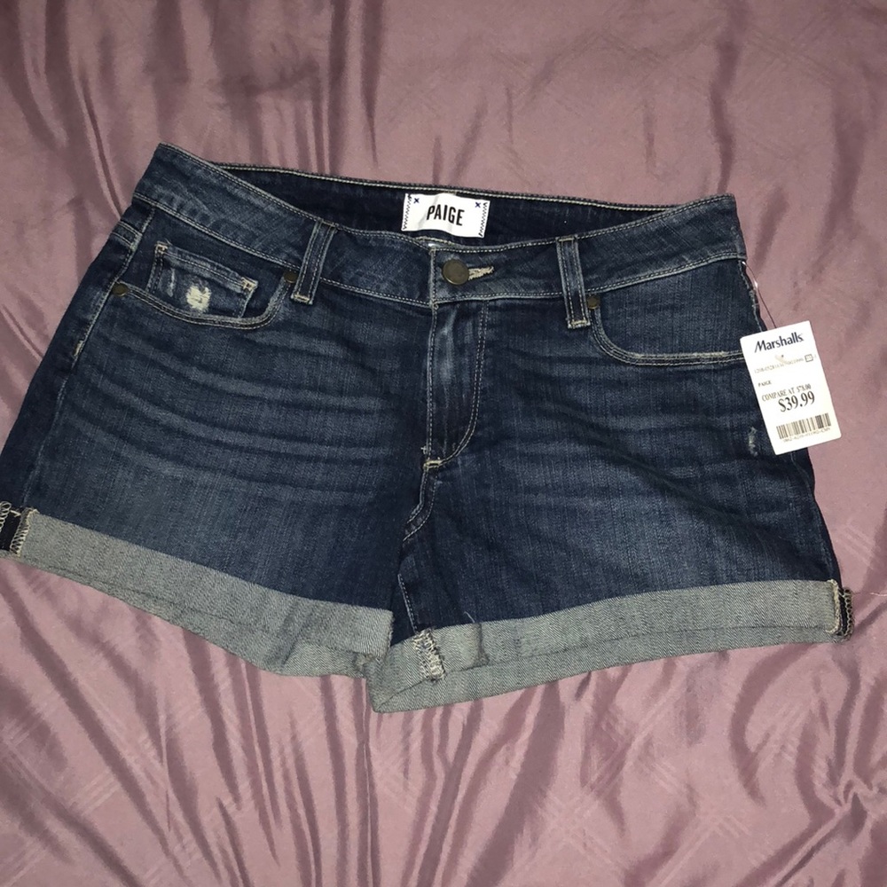 Denim shorts.